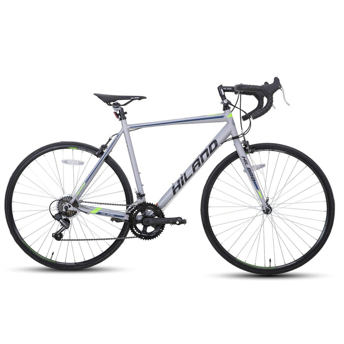 Hiland Rower wyścigowy 700c Shimano 14-biegowa przerzutka 50 cm/54 cm/58 cm, stalowa rama, hamulec zaciskowy, rower miejski, dla kobiet i mężczyzn, niebieski/szary/srebrny HILAND 
