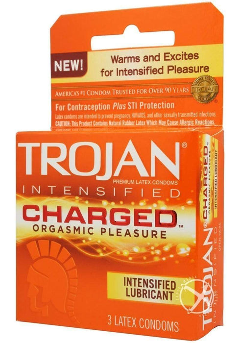 Trojan Charged Lubricated Condoms, 3 Count Condom Trojan 