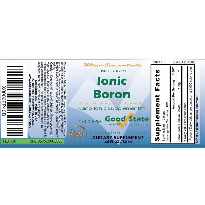 Good State Liquid Ionic Boron Ultra Concentrate (10 drops equals 100 mcg - 100 servings per bottle) Supplement Good State 
