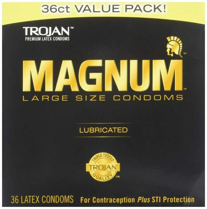 TROJAN Magnum Lubricated Latex Large Size Condoms, 36 ea Condom Trojan 