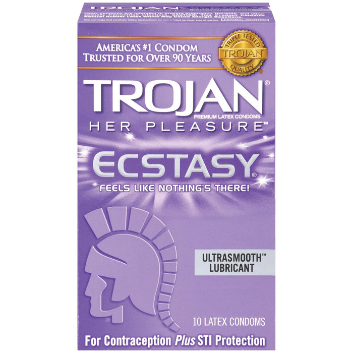 Trojan Her Pleasure Ecstasy Ultrasmooth Lubricant,10-count Condom Trojan 