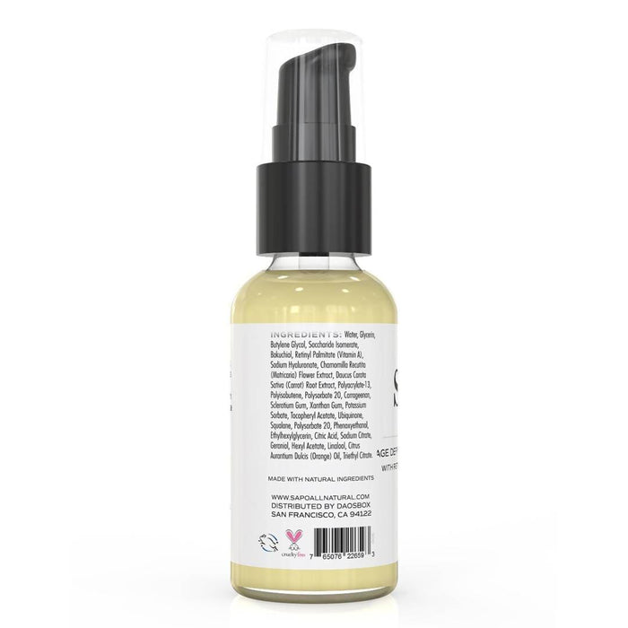 Wrinkle Serum with Retinol (Vitamin A), Vitamin C, Vitamin E, Carrot Root Extract, Chamomile Extract and Hyaluronic Acid Skin Care Sapo All Naturals 