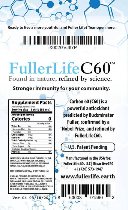 BioActiveC60 Carbon 60 (C60) Strips Supplement FullerLifeC60 