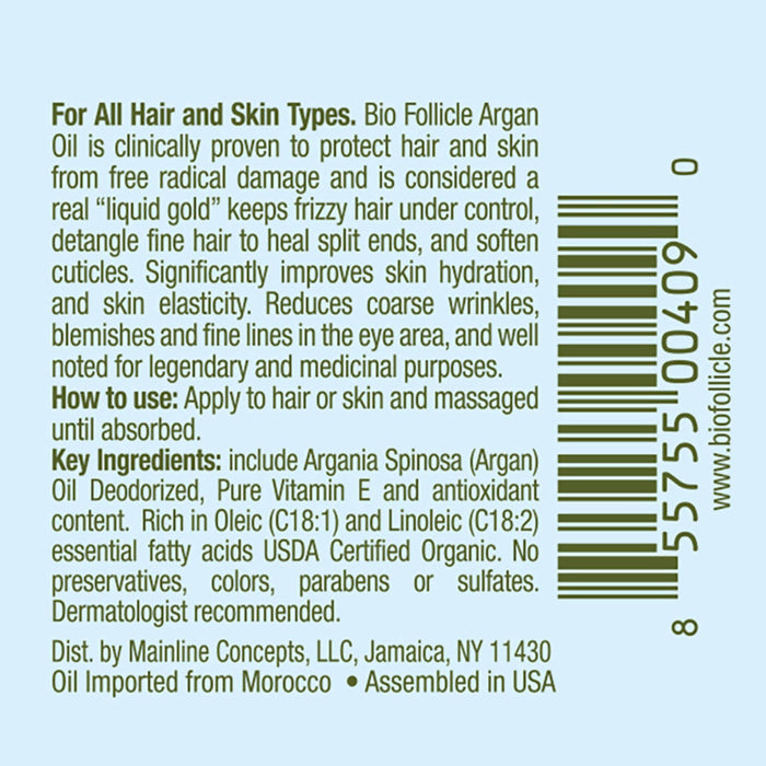 100% Pure Organic Agan Oil Deoderized Hair Care Bio Follicle 