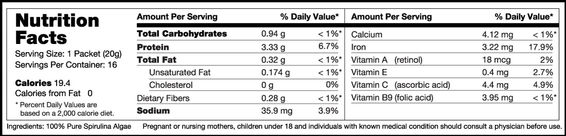 100% Fresh Spirulina Cubes (32 Servings) Supplement SP2 Life 