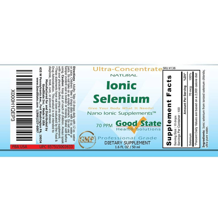 Good State Liquid Ionic Selenium Ultra Concentrate (10 drops equals 70 mcg - 100 servings per bottle) Supplement Good State 