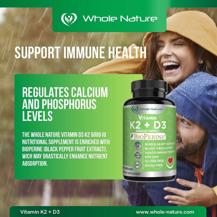 Whole Nature K2 (MK7)+D3 Plus Calcium Supplement Whole Nature 