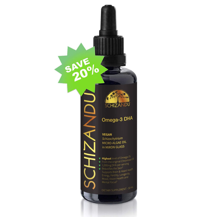 The Most Potent, Purest Algae Oil (Omega-3, Vegan DHA Algal Extract, Unflavoured) Supplement Schizandu Organics 