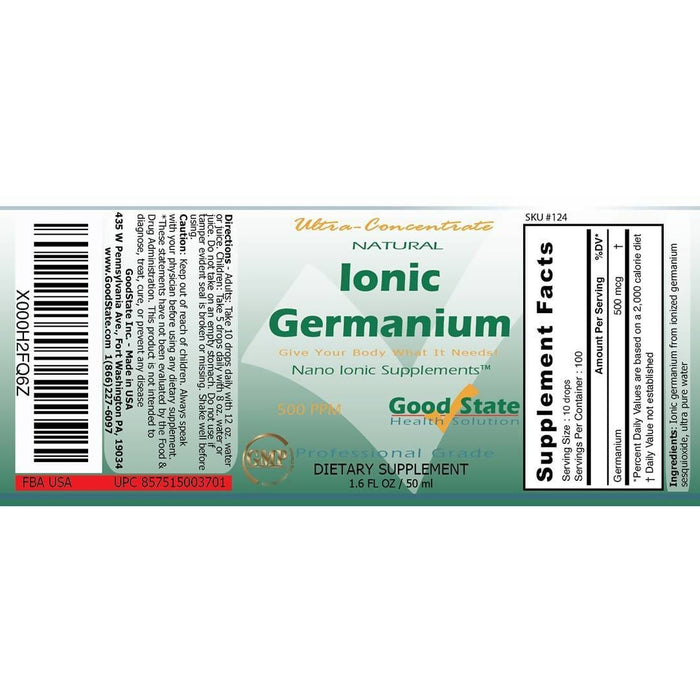 Good State Liquid Ionic Germanium Ultra Concentrate (10 drops equals 500 mcg - 100 servings per bottle) Supplement GoodState 
