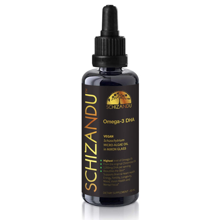 The Most Potent, Purest Algae Oil (Omega-3, Vegan DHA Algal Extract, Unflavoured) Supplement Schizandu Organics 